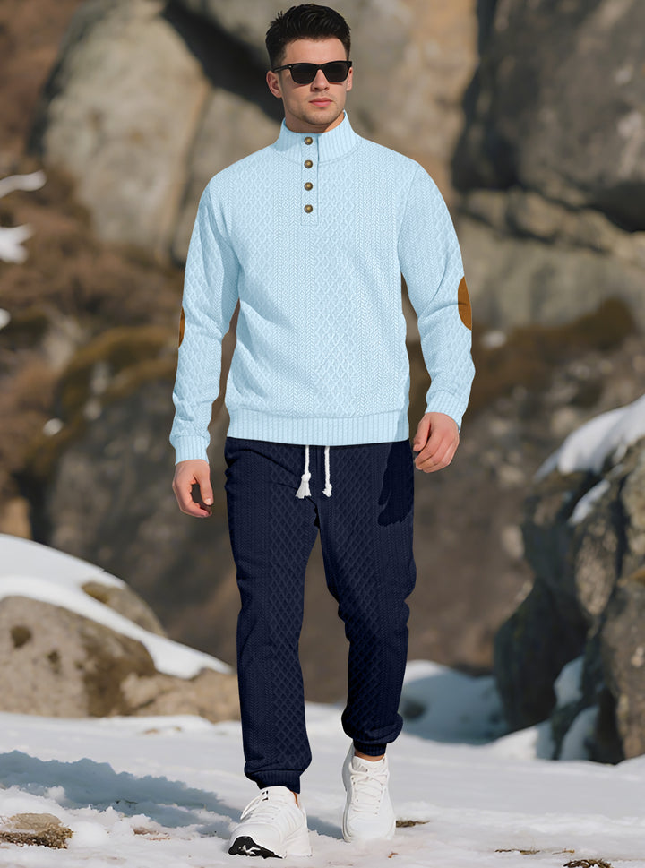 Herren Bequemer Strickpullover mit Stehkragen und modischen Knöpfen Aliams