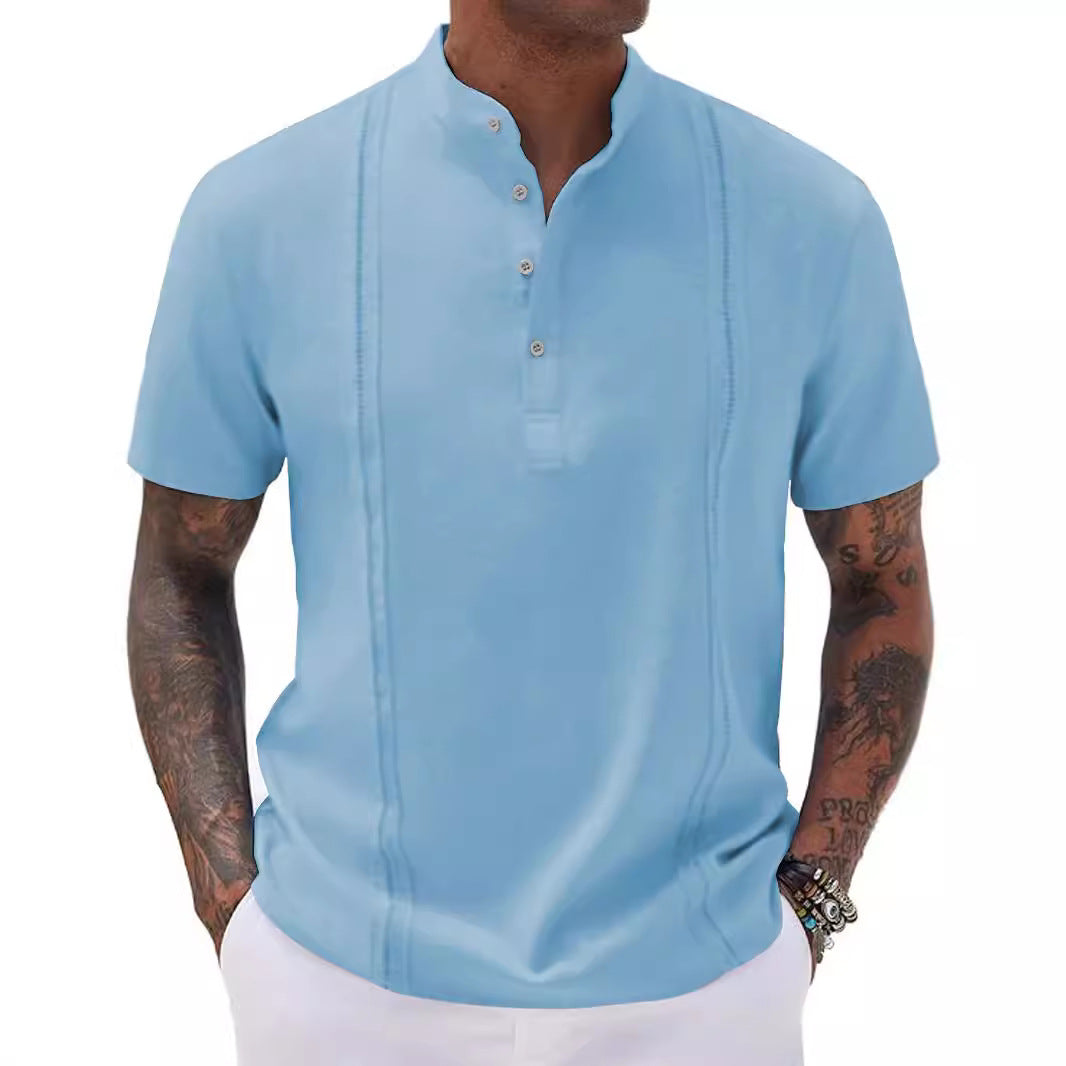 Herren Poloshirt mit modernem Knopfleisten-Design und atmungsaktiver Struktur Aliams