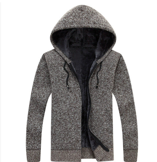 Herren bequeme Fleece-Jacke mit Kapuze und weichem Innenfutter Aliams