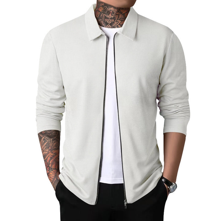 Herren Eleganter Langarmshirt mit strukturierter Oberflächenbeschaffenheit und hochwertigem Reißverschluss Aliams