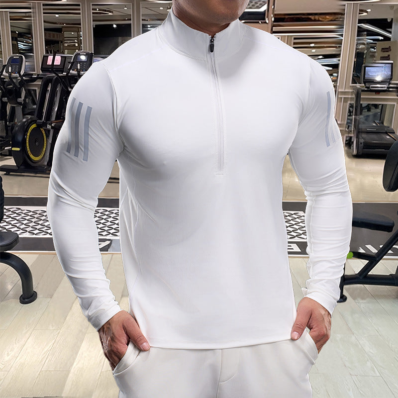 Herren Atmungsaktives Fitness-Oberteil mit kurzem Reißverschluss Aliams