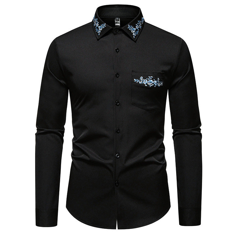 Herren elegantes Hemd mit kunstvollem Bestickungsdesign Aliams