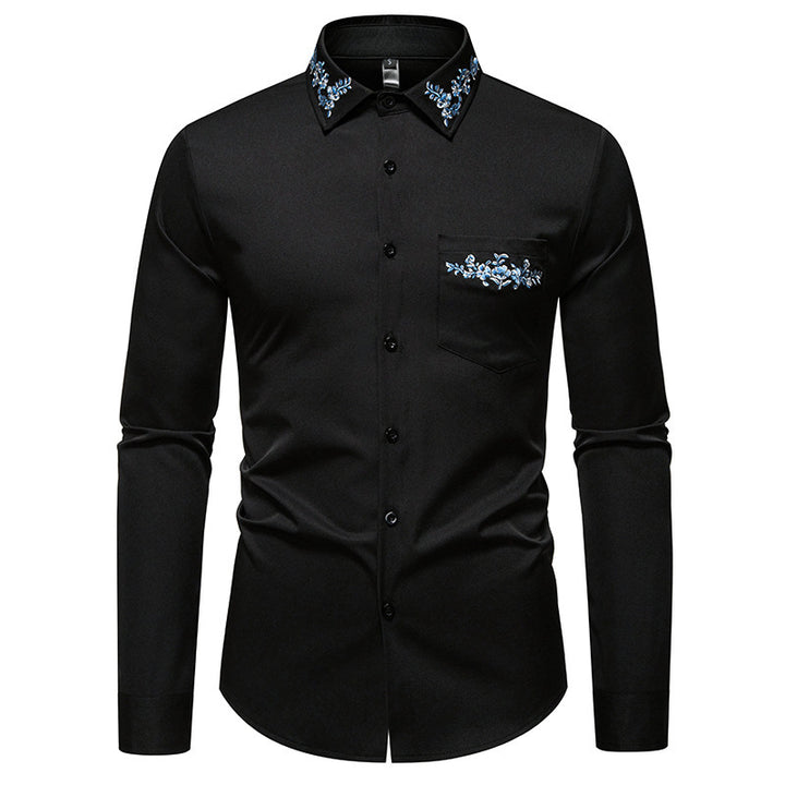 Herren elegantes Hemd mit kunstvollem Bestickungsdesign Aliams