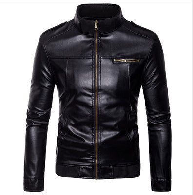 Herren Kunstleder Bikerjacke mit aufregenden Details und modernem Schnitt Aliams