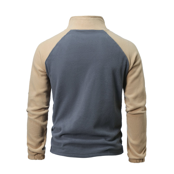 Herren Fleece-Pullover mit halbem Reißverschluss und praktischem Taschen-Design Aliams