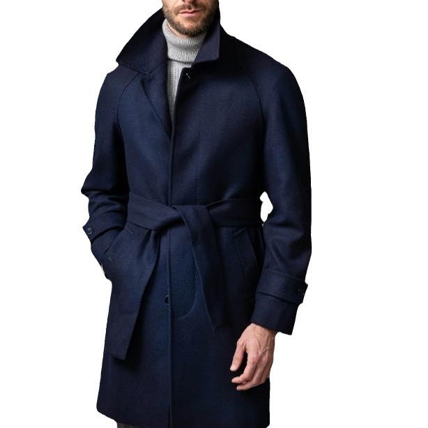 Herren eleganter Trenchcoat mit Taillengürtel und modernen Akzenten Aliams