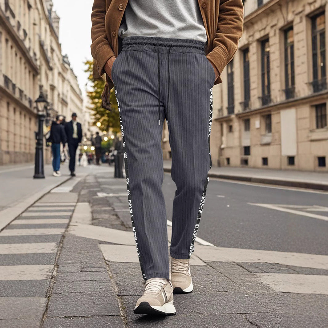 Herren stylische Jogginghose mit seitlichem Grafikdesign und elastischem Bund Aliams