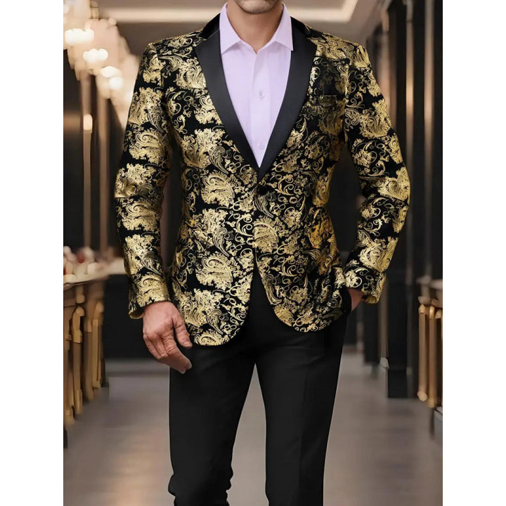 Herren eleganter Smokingblazer mit luxuriösem floralem Jacquard-Muster Aliams