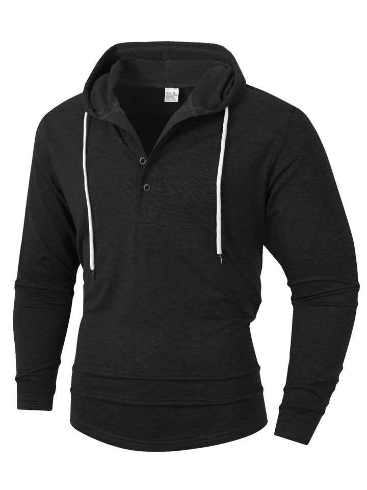 Herren Kapuzenshirt mit modernem Knopfverschluss und atmungsaktivem Stoff Aliams