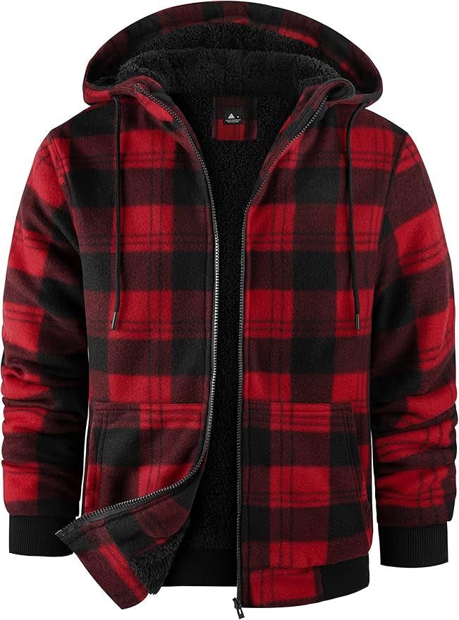 Herren Fleecejacke mit modernem Karomuster und kuscheligem Innenfutter Aliams