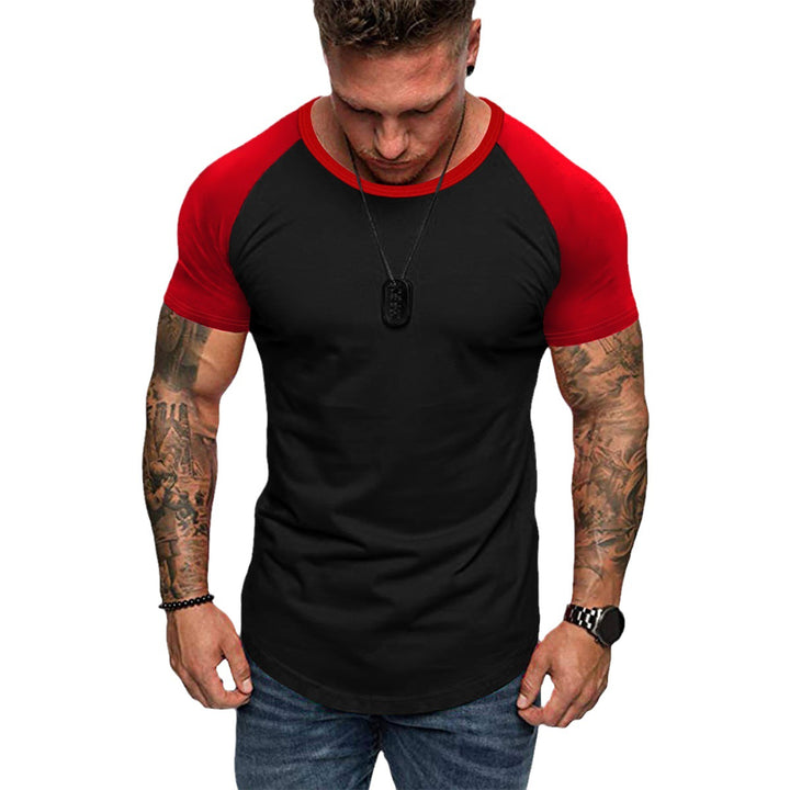 Herren Rundhalsshirt mit kontrastierenden Ärmeln und figurbetonter Passform Aliams