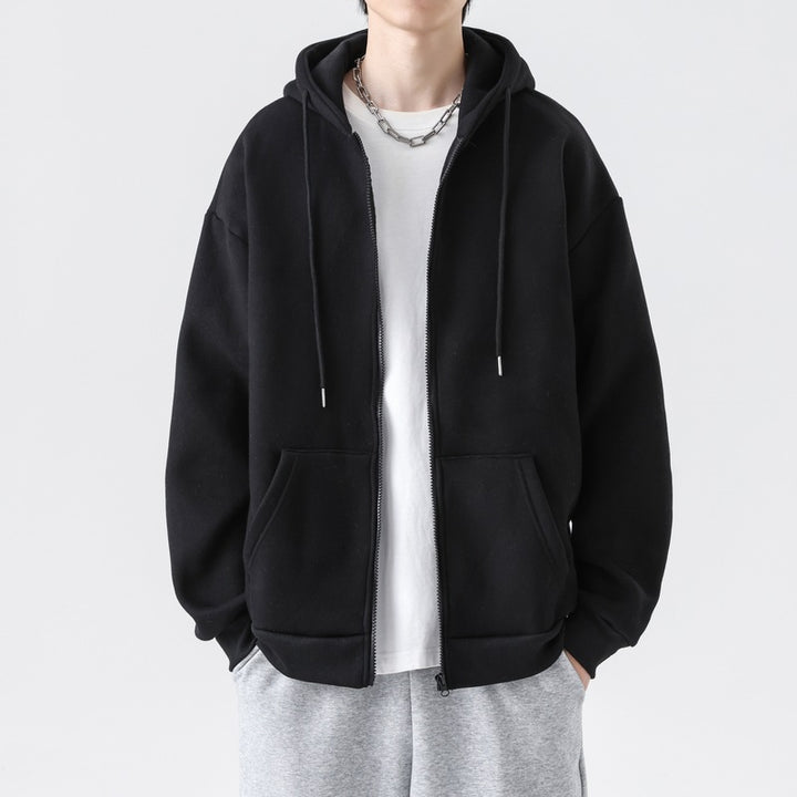 Herren Kapuzensweatjacke mit durchgehendem Reißverschluss und legerer Passform Aliams