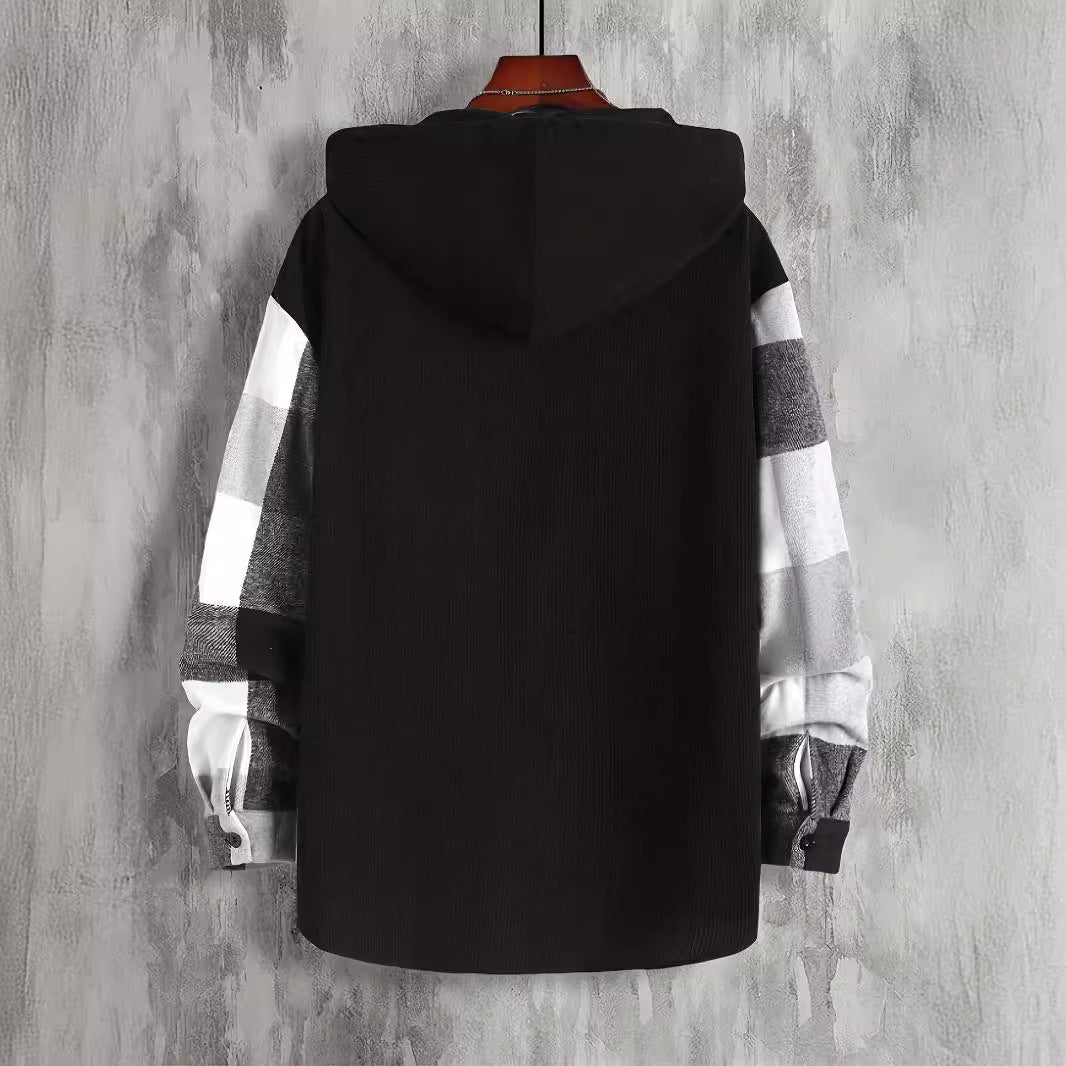 Herren kariertes Hemdjacke mit Kapuze Aliams