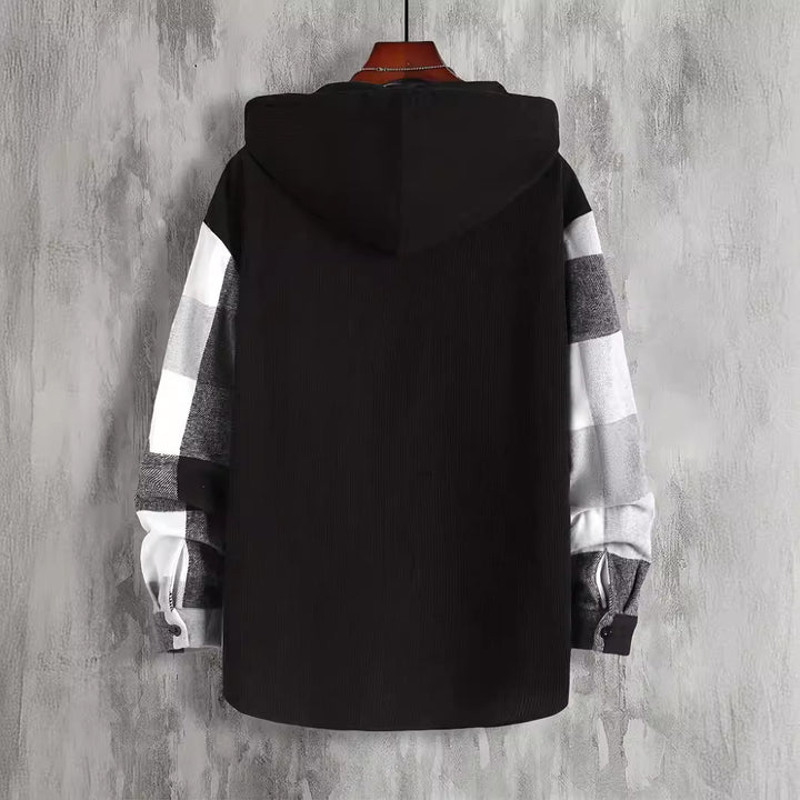 Herren kariertes Hemdjacke mit Kapuze Aliams