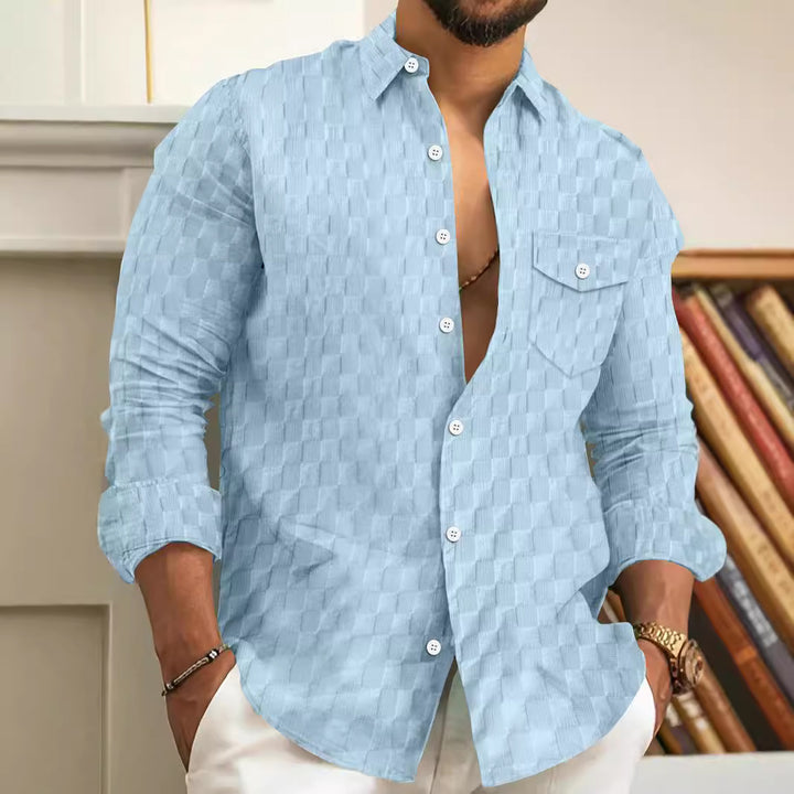 Herren Hemd mit modernem Strukturdesign und praktischen Taschen Aliams