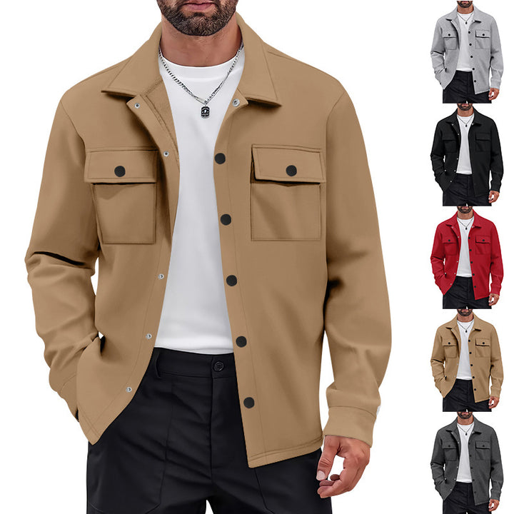 Herren vielseitige Flanelljacke mit aufgesetzten Taschen und modernem Schnitt Aliams