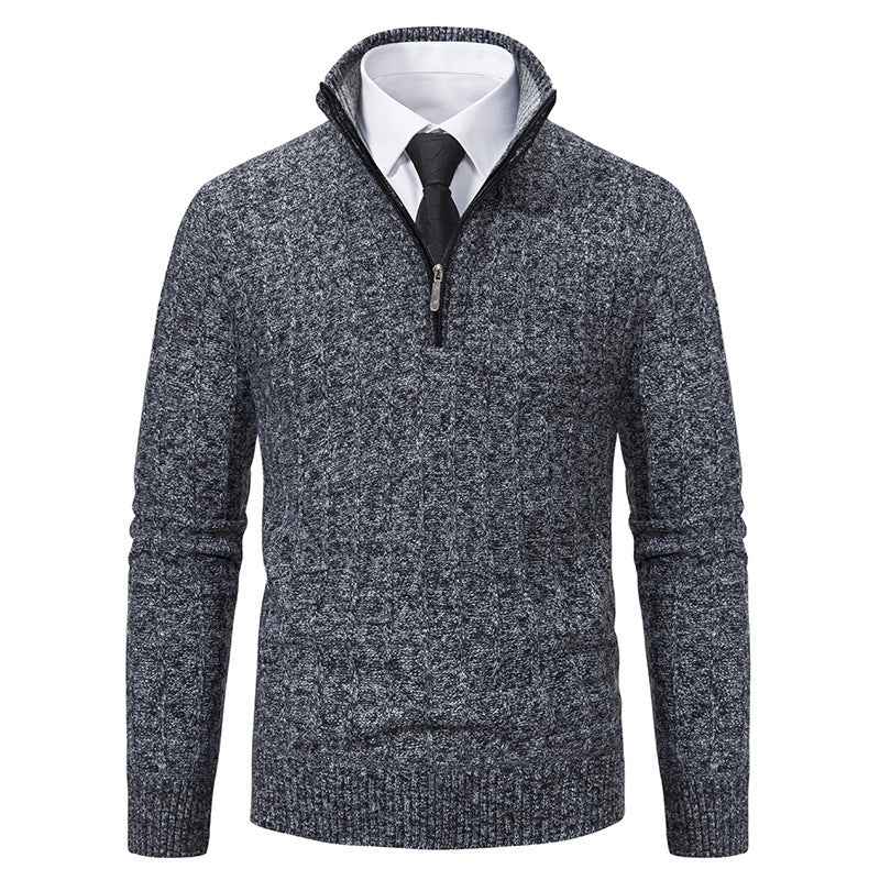 Herren Strickpullover mit hohem Kragen und Reißverschluss Aliams