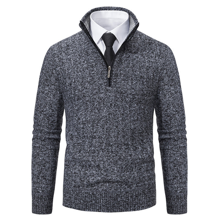 Herren Strickpullover mit hohem Kragen und Reißverschluss Aliams