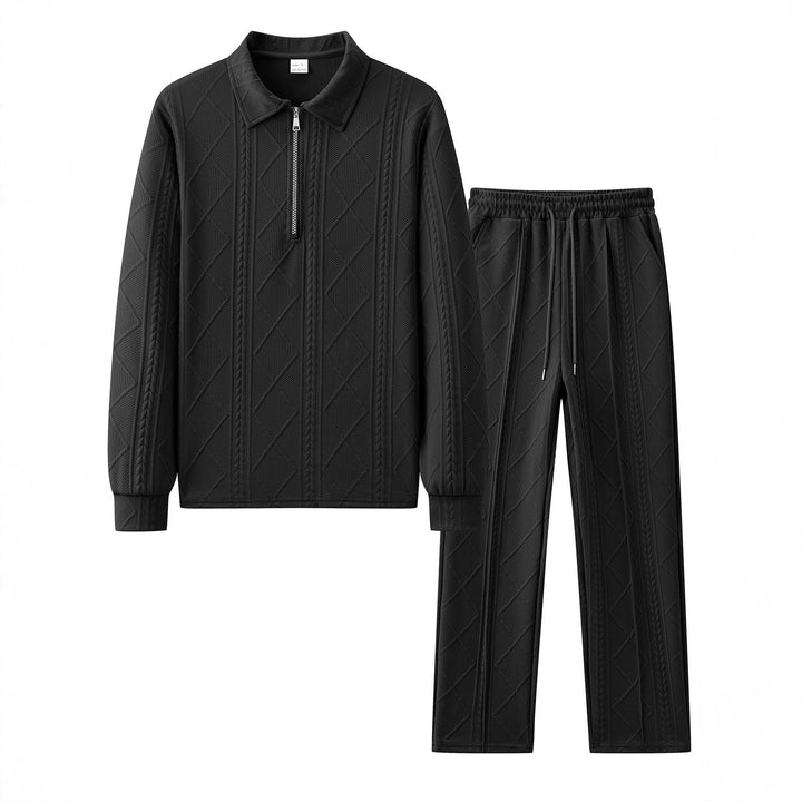 Herren gemütlicher Freizeitanzug mit Reißverschluss und Rippstruktur Aliams