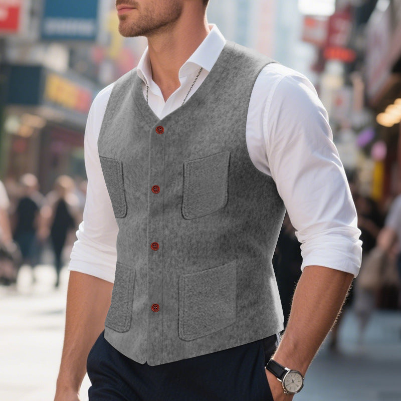 Herren elegante Weste mit praktischen Taschen und modischen Knopfdetails Aliams