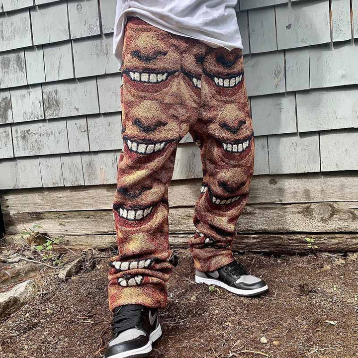 Herren kreative Freizeithose mit auffälligem Gesichtsmuster Aliams