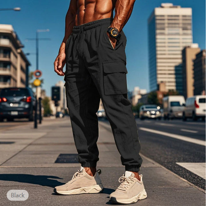 Herren Cargo-Hose aus atmungsaktivem Material mit elastischem Bund und praktischen Taschen Aliams