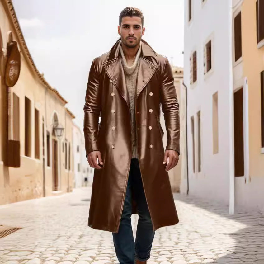 Herren eleganter und moderner Ledermantel Aliams