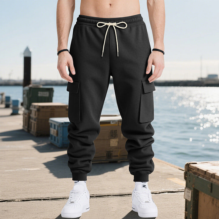 Herren stylische Cargo-Hose mit elastischem Bund und praktischen Taschen Aliams