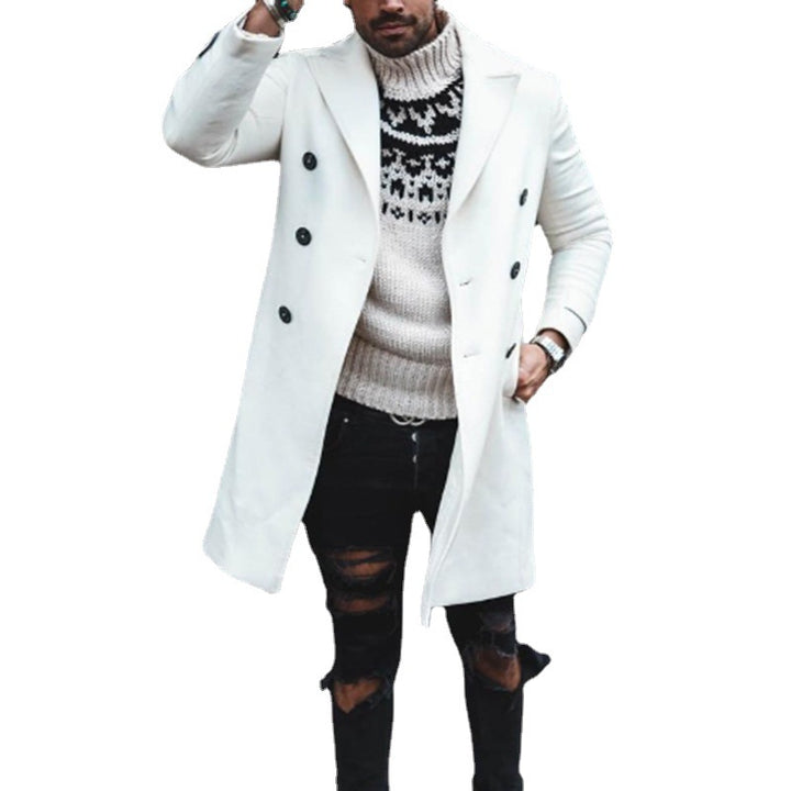 Herren eleganter langer doppelt-geknöpfter Mantel Aliams