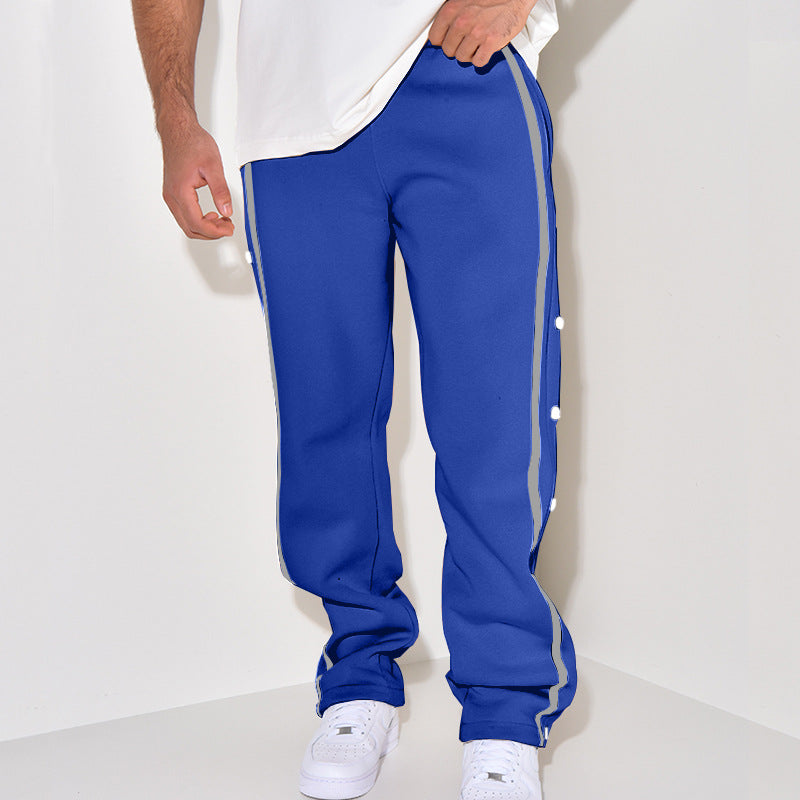 Herren Sportliche Sweatpants mit seitlichen Druckknöpfen und Kontraststreifen Aliams