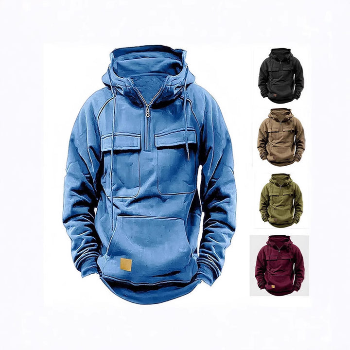 Herren Sportlicher Kapuzenpullover im Utility-Stil mit praktischen Taschen Aliams