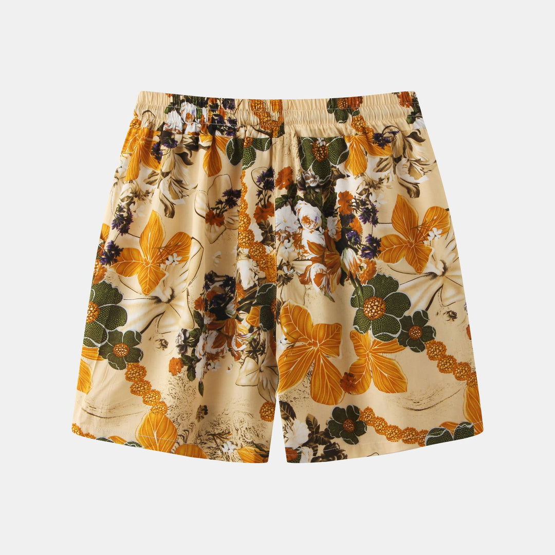 Herren Badeshorts mit mediterranem Blumendesign und elastischem Bund Aliams
