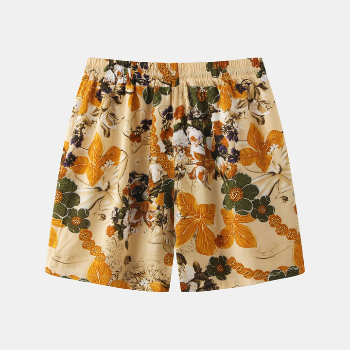 Herren Badeshorts mit mediterranem Blumendesign und elastischem Bund Aliams