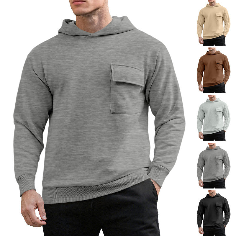Herren bequemer Kapuzenpullover mit praktischer Brusttasche Aliams