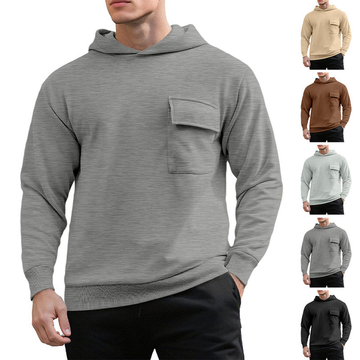 Herren bequemer Kapuzenpullover mit praktischer Brusttasche Aliams