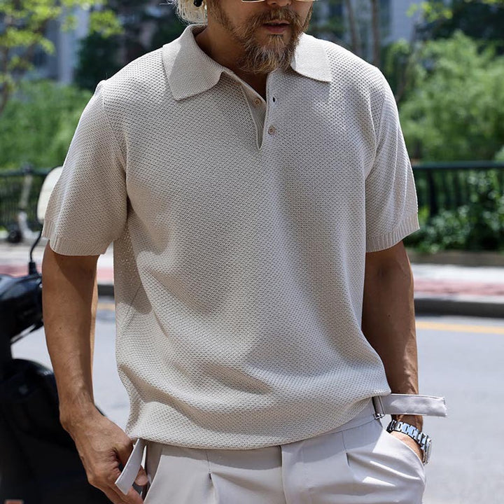 Herren Poloshirt mit strukturiertem Gewebe und kurzen Ärmeln Aliams