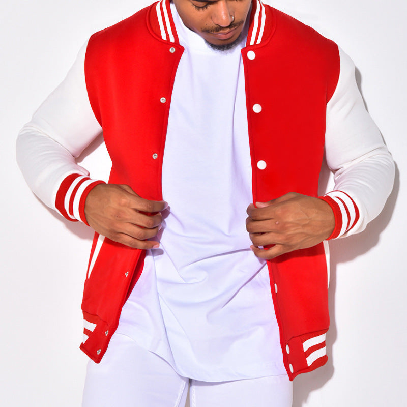 Herren sportliche Collegejacke mit gestreiften Ärmelbündchen und praktischen Knöpfen Aliams