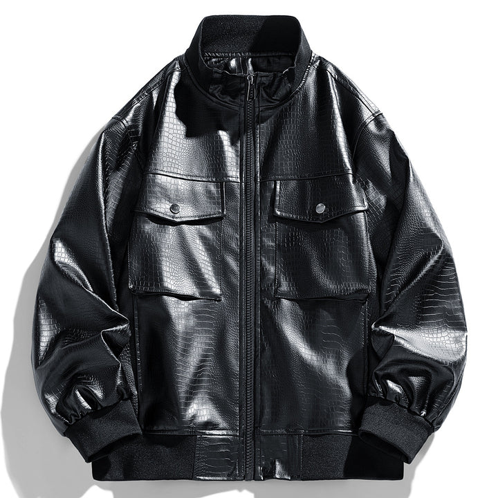 Herren Kunstlederjacke im modernen Design mit praktischen Taschen Aliams