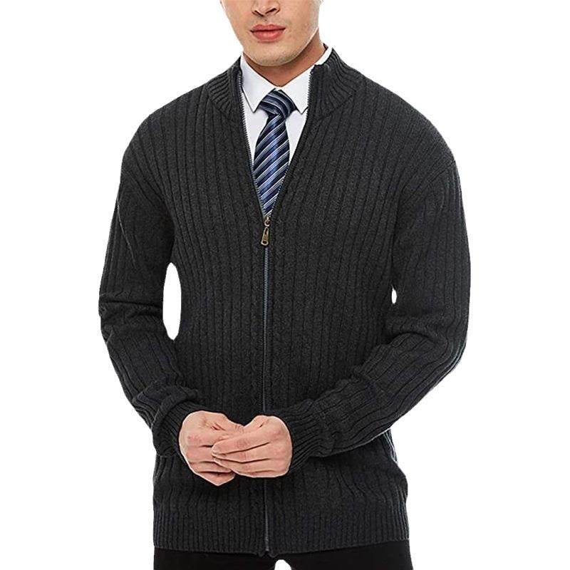 Herren Sportliche Strickjacke mit Reißverschluss und erhöhtem Kragen Aliams