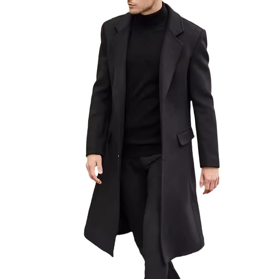 Herren eleganter lang geschnittener Wollmantel Aliams