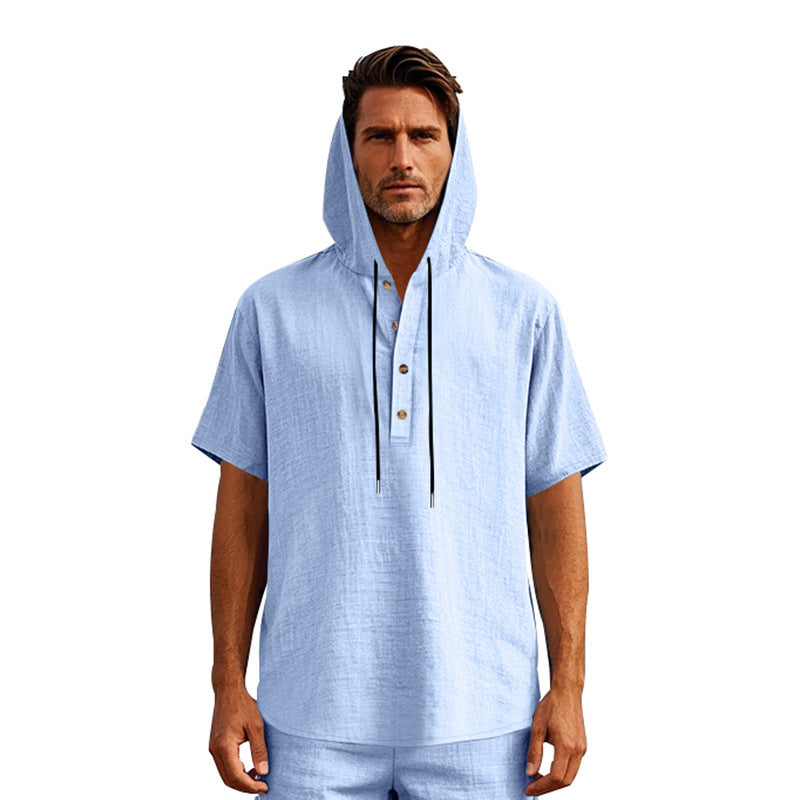 Herren Urbaner Kapuzenshirt mit Knopfleiste und atmungsaktivem Stoff Aliams