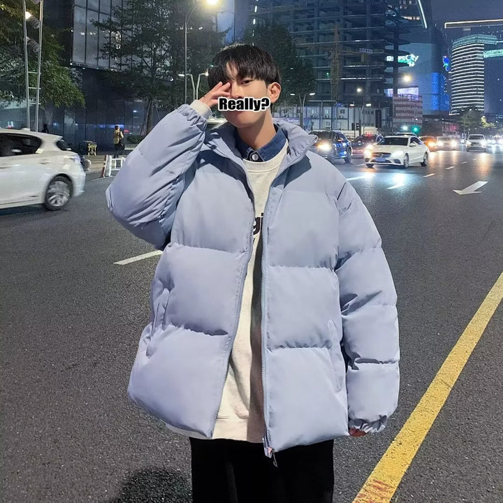 Herren gesteppte Winterjacke mit hohem Kragen und praktischen Taschen Aliams