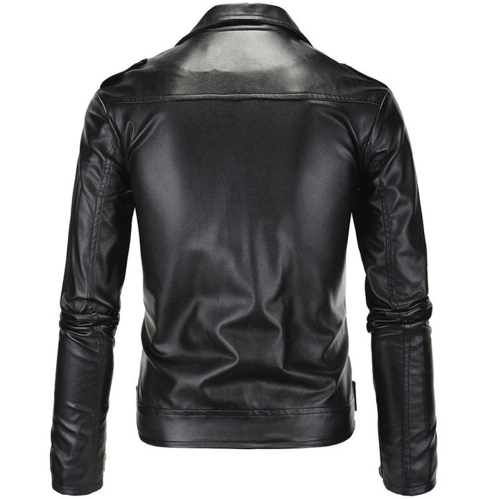 Herren Biker-Lederjacke mit asymmetrischem Reißverschluss und funktionalen Taschen Aliams