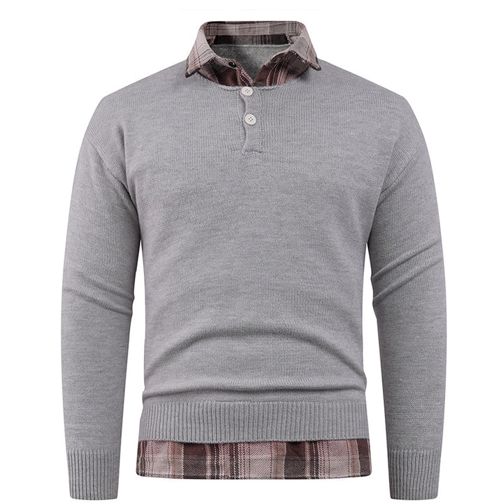 Herren Pullover mit integriertem Hemdkragen und Knopfdetails Aliams