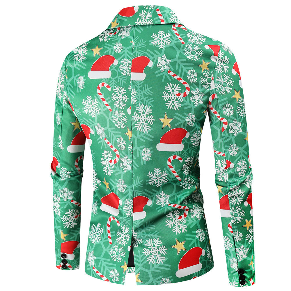 Herren Festlicher Blazer mit weihnachtlichem Motiv und modernem Schnitt Aliams