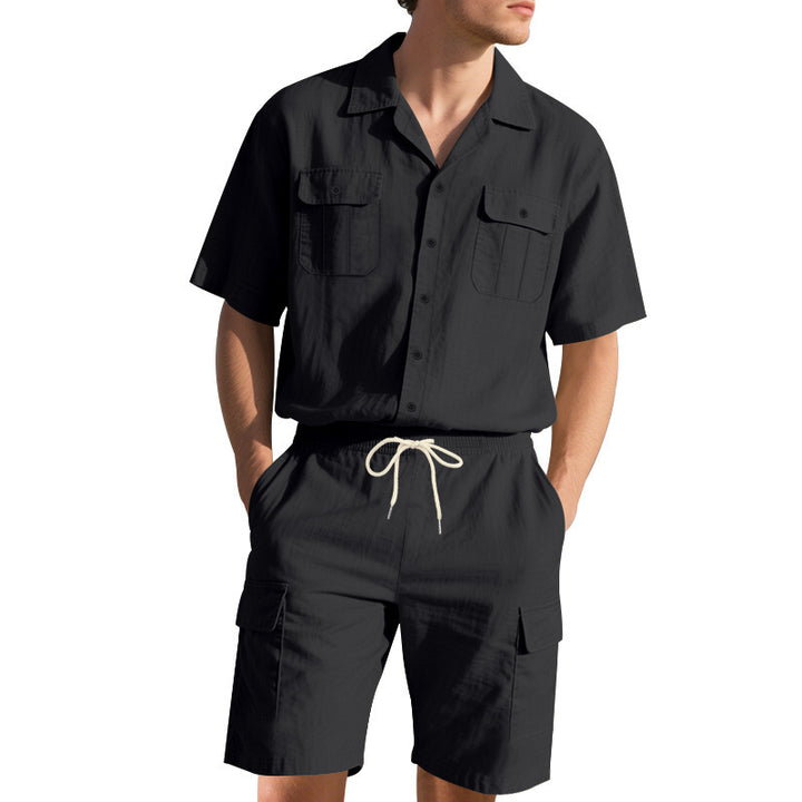 Herren Freizeit-Outfit mit lässigem Hemd und praktischen Cargo-Shorts Aliams