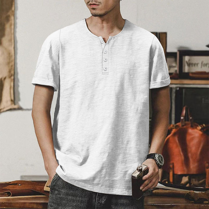 Herren Casual Henley-T-Shirt aus hochwertiger Baumwolle mit Knopfleiste Aliams