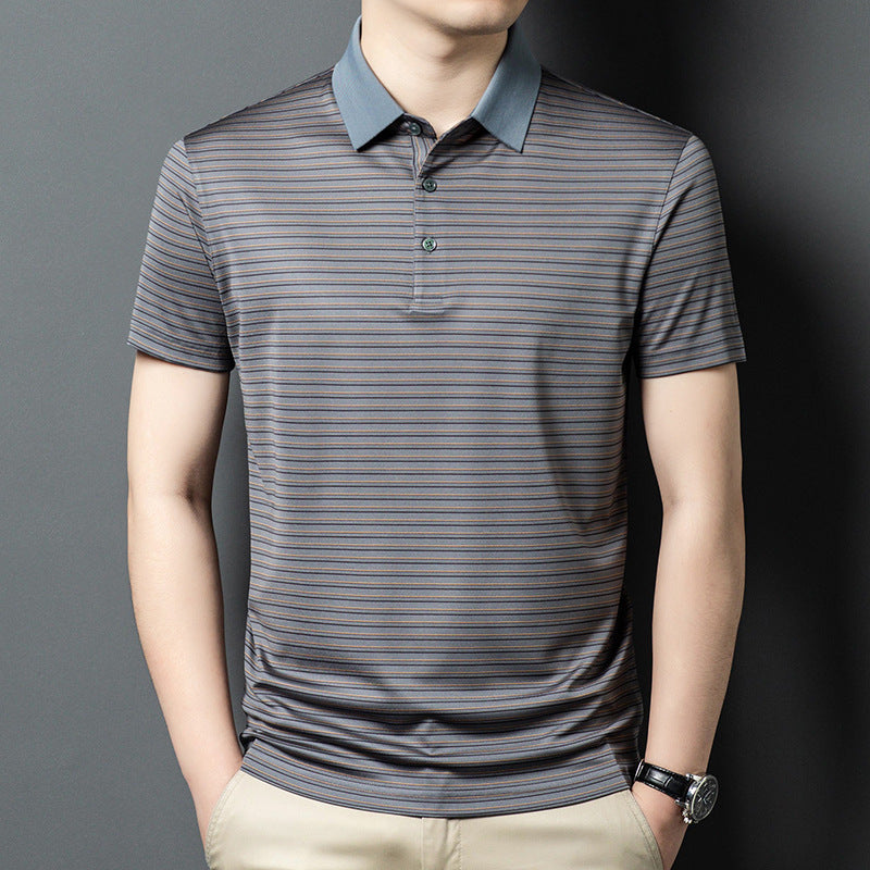 Herren Kurzarm Poloshirt mit innovativem Streifenmuster und atmungsaktiver Technologie Aliams