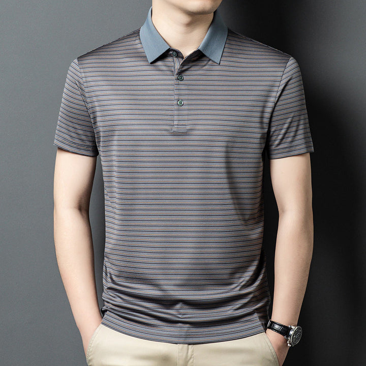 Herren Kurzarm Poloshirt mit innovativem Streifenmuster und atmungsaktiver Technologie Aliams