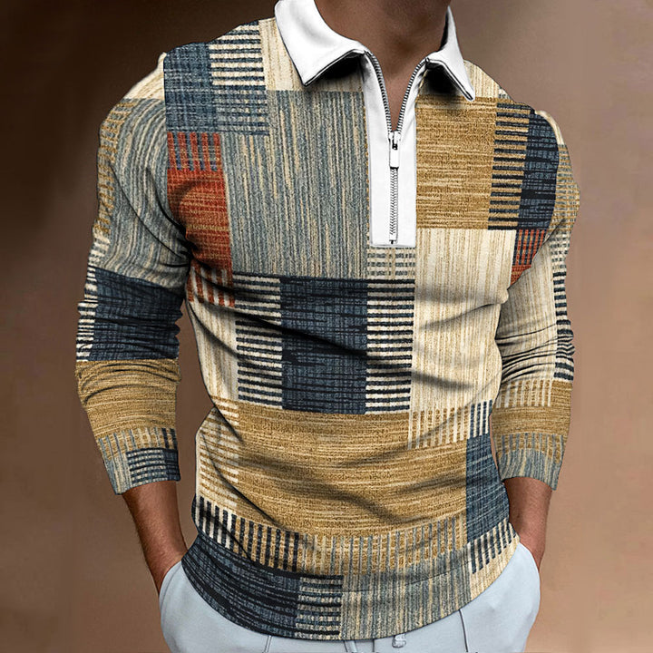 Herren Poloshirt mit modischem Reißverschluss und einzigartigem Grafikdesign Aliams